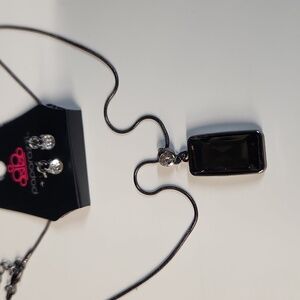 NWT Paparazzi Cosmic Curator Black Necklace with white gem & Earrings Set